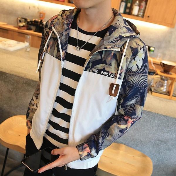 

men's jackets spring autumn fashion brand slim youth hooded jacket thin casual windbreaker quality, Black;brown