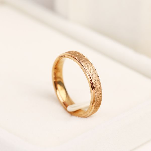 

vintage frosted stainless steel band ring gold rose gold silver color engagement wedding gifts jewelry for women