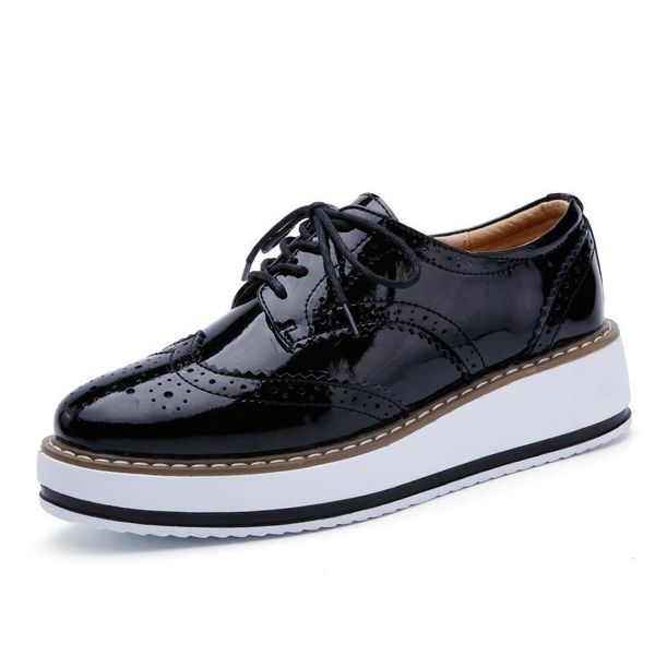 

winter women causal shoes genuine leather fashion lace-up lightweight comfortable casual plus size 35-40 dress, Black
