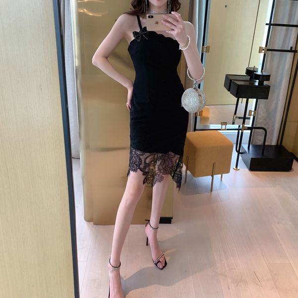 

arrival fashion elegant ladies'party summer an asymmetric temperament black lady dress, Black;gray