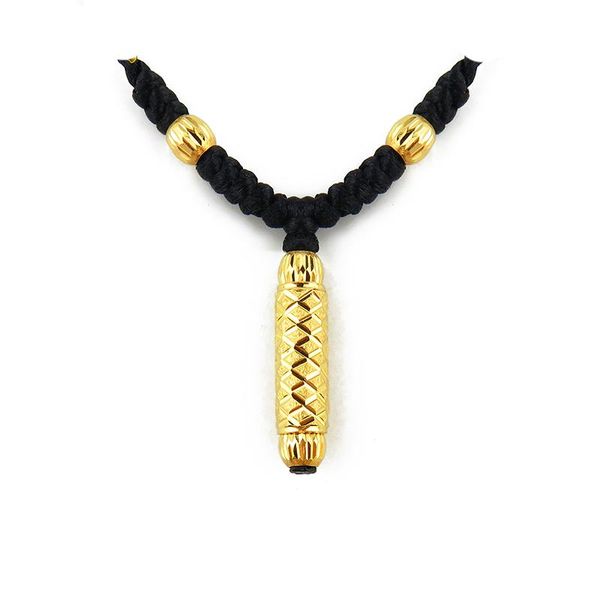 

pendant necklaces arrival pure 24k yellow gold necklace handmade weave black string bamboo beads, Silver