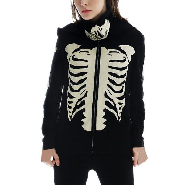 

women's hoodies & sweatshirts 40#women halloween skull splicing mask pullover long sleeve autumn hooded elegant casual daily brief swe, Black