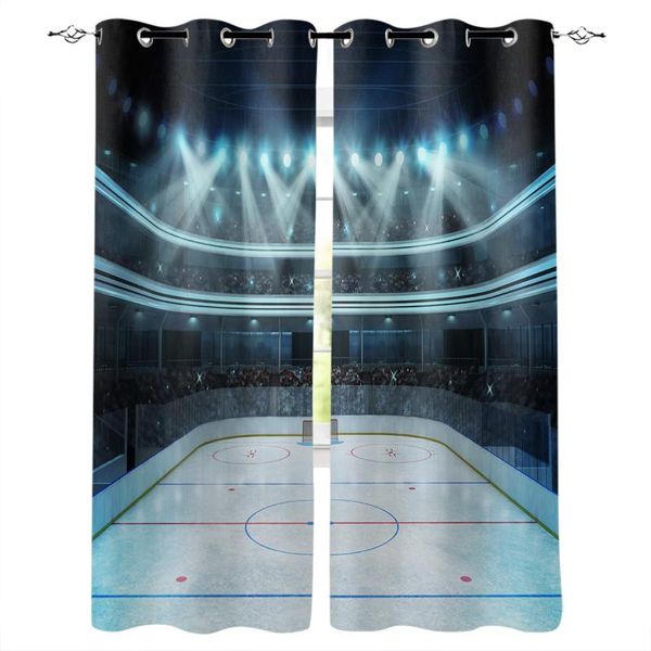 

ice hockey field blackout curtain for kids room bedroom cartoon window children cortinas & drapes