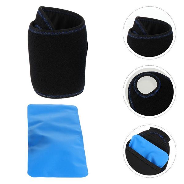 

wrist support 2pcs ice bag pack wrap arm knees care with strap, Black;red