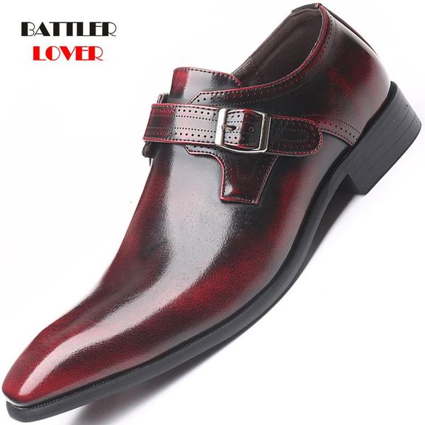

dress shoes european style handmade genuine leather men antique brass monk strap formal office business wedding loafer, Black
