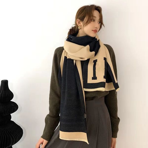 

Echarpe Winter Scarves Scarf Pashmina for Designers Warm Scarfs Fashion Classic Women Imitate Cashmere Wool Long Shawl Wrap 6 Silk