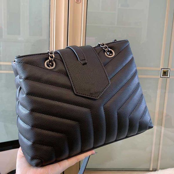 

women cowhide shopping hanbdbag high chain shoulder bags tote bag ladies hanbag purse black crossbody handbag