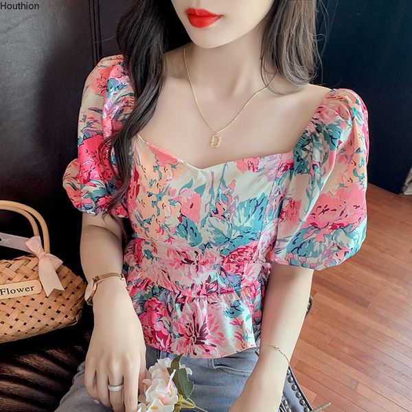 

women's blouses & shirts short fashion casual sleeve printed blusas one word collar korean summer, White