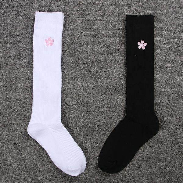 Kleidung Sets Strümpfe Baumwolle Mädchen Reine Kirschblüten Druck Stickerei Lange Knie Hohe JK Uniformen Socken Sport Für MädchenKleidung