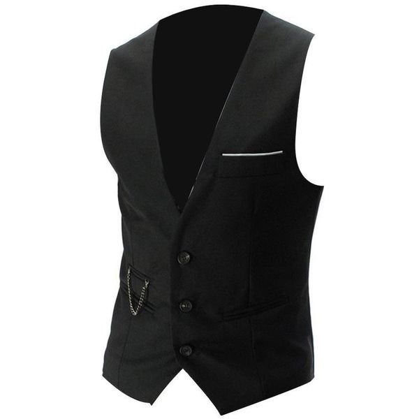 

men's fashion vt, v-neck svels suit, button pocket, solid color, suit, Black;white