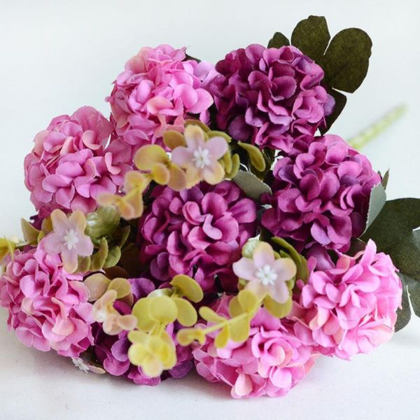 

heads artificial flower hydrangea arrangement simulation handmade bouquet home diy silk wedding decoration party gift decorative flowers & w