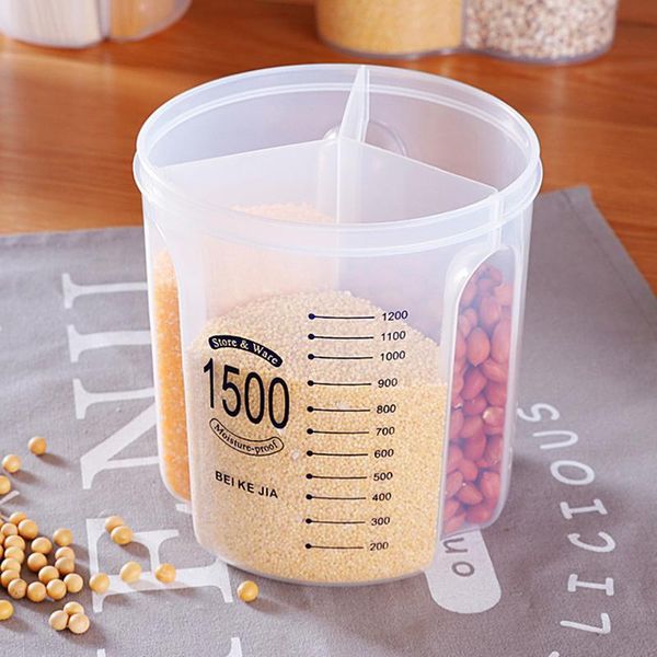 

3000ml large capacity kitchen storage box sealed tank transparent plastic durable refrigerator cereals beans rice bottles & jars