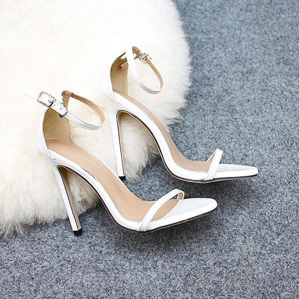 

dress shoes 2021 white high hells thin heels women sandals ankle strap pumps woman ladies pointed toe party1, Black