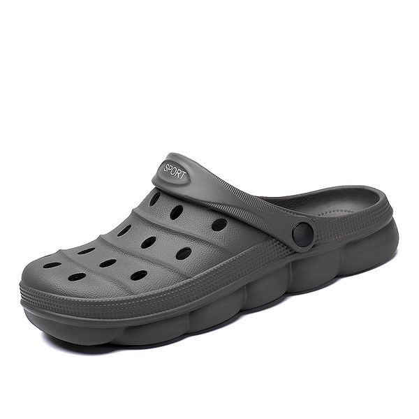 

boy cool slippers crocks summer hole shoes crok rubber clogs men garden shoes gray cro beach flat girl sandals, Black