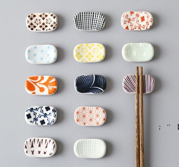 Porta bacchette giapponesi Rettangolo Poggia bacchette in ceramica Cuscino colorato Porta bacchette Simpatico supporto per posate RRA10408