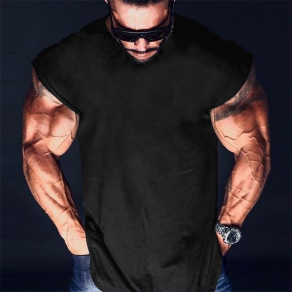 

brand fitness clothing gyms tank men solid canotta bodybuilding stringer tank workout singlet sleeveless shirt 210421, White;black