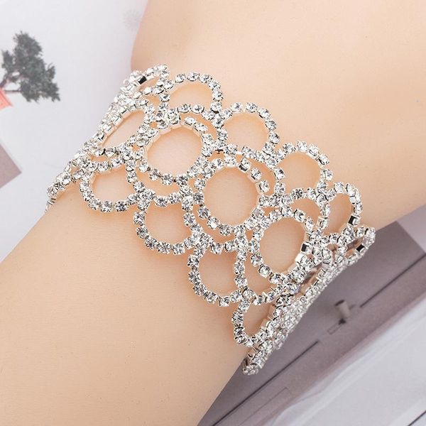 

fashion wedding accessories sparkling crystal charm bracelets gold silver color bangles charm jewelry for wmen gift, Golden;silver