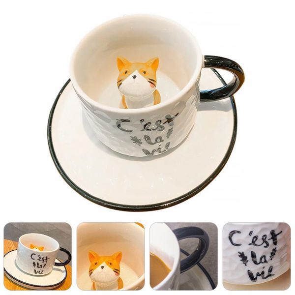 

set creative cat design coffee mug cup tea for kids children mugs