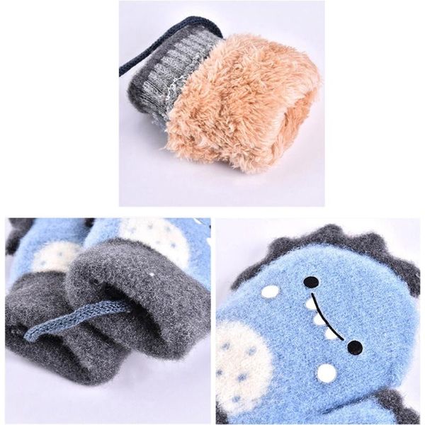 

children's mittens 11uc kids winter knitted glove with cute wool born snowdays fight warm for boys girls, White