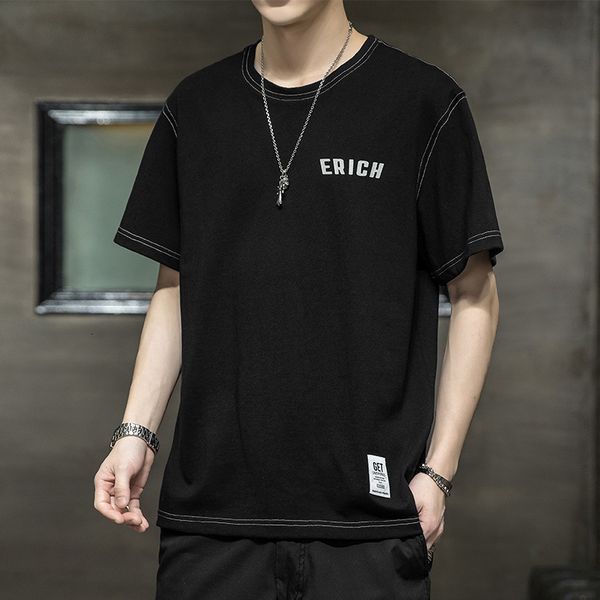 

men's t shirts summer short t-shirt 2021 brand pure cotton fashion korean loose half sleeve clothing, White;black