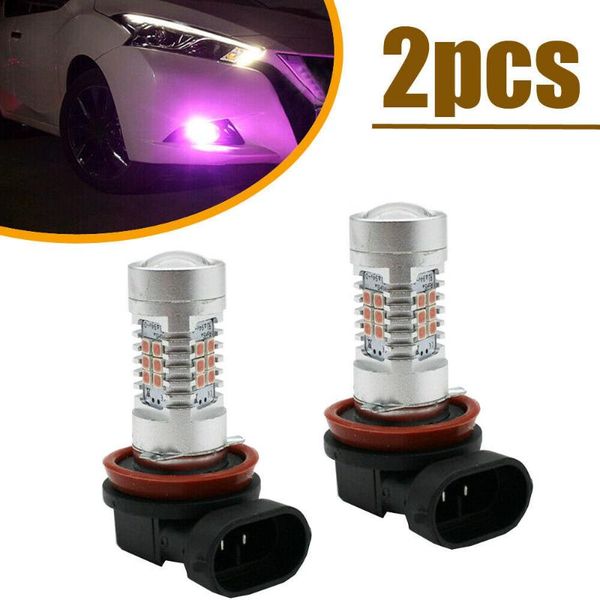 

emergency lights 2pcs car led headlight bulbs h11 h8 h9 mini kit auto fog signal turn light driving lamps pink purple