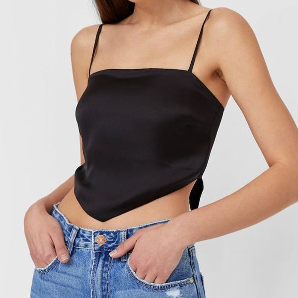 

women's tanks & camis 2021 fashion tank casual short vest lady's sling strap solid color crop, White