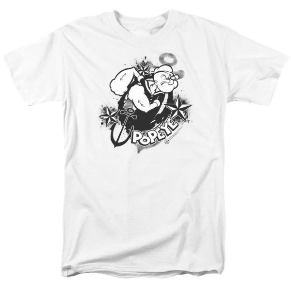 

Popeye Stars And Anchor T-Shirt Sizes S-3X NEW, White;black