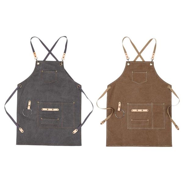 

aprons bbq canvas apron bib chef kitchen for women men barista bartender pockets home barber cook coffee restaurant