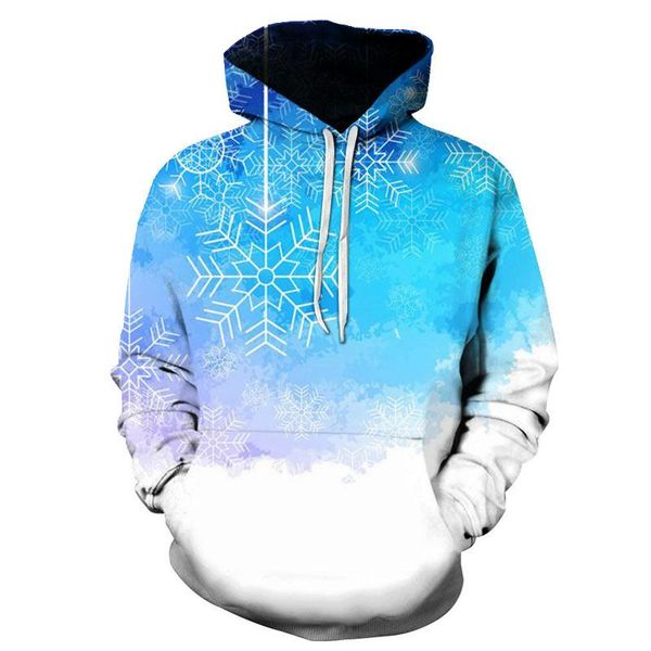 

men's hoodies & sweatshirts autumn winter snowflake printed 3d printing christmas breath casual hooded loose plus size, Black