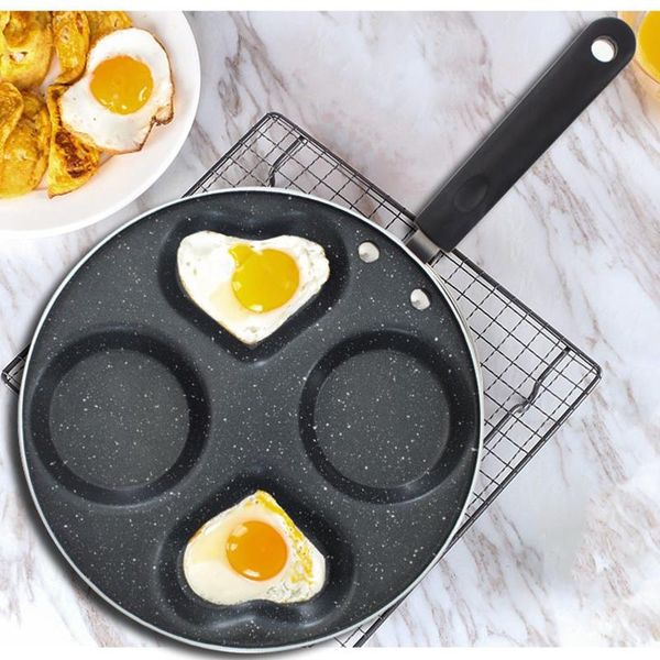 

4-cup egg frying pan cooker round heart-shaped cup maker non-stick coating steel cookware breakfast cooking tool pans
