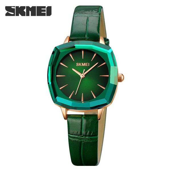 

wristwatches skmei sual women's watches bracelet leather strap quartz ladies watch women clock wrist relogio feminino girls, Slivery;brown