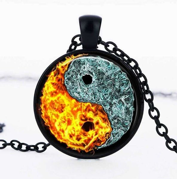 

pendant necklaces fashion chinese elements yin and yang tai chi crystal glass necklace jewelry women gift choker, Silver