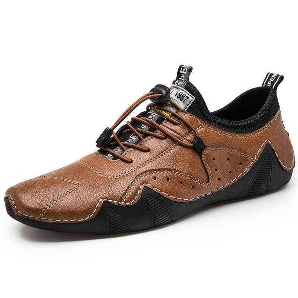 

men's shoes 2021 spring trend korean ocs bean british men's breathable casual leather in summer, Black