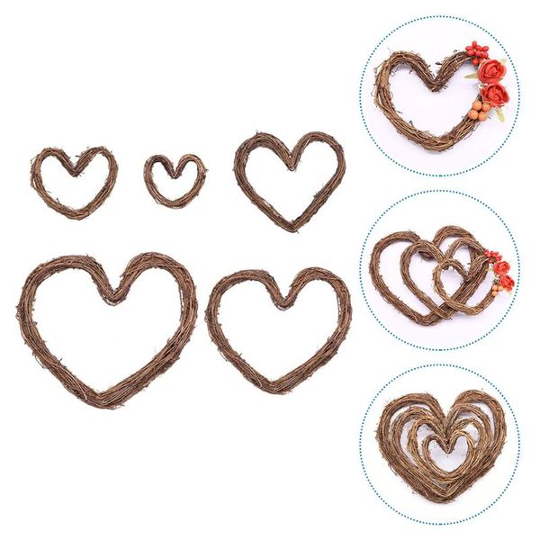 

decorative flowers & wreaths 5pcs rattan wreath frames heart christmas rings