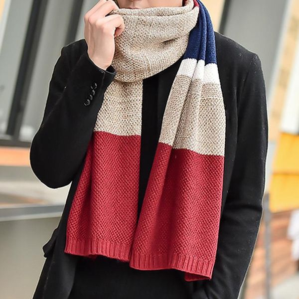 

scarves men scarf korean wool student long thick warm knitting winter, Blue;gray