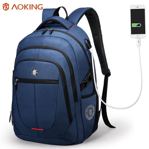

backpack aoking travel with external usb charge port and reflective strip for women polyester waterproof lapstudent
