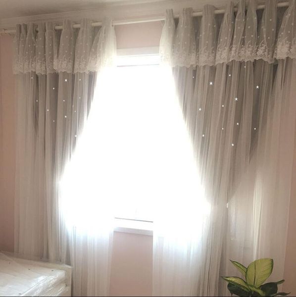 

curtain & drapes nordic multi color stripe window high black out double layer tulle + with star tassel for living room
