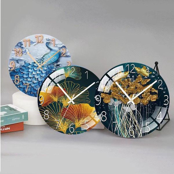 

wall clocks 30cm modern clock living room nordic creative household fashion glass punch-light luxury silent watch simple quartz