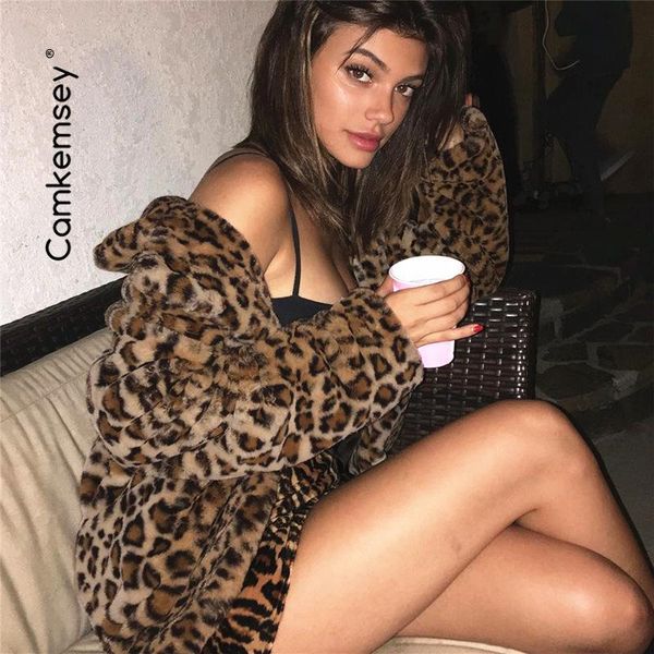 

women's jackets camkemsey leopard faux fur winter coats women, Black;brown
