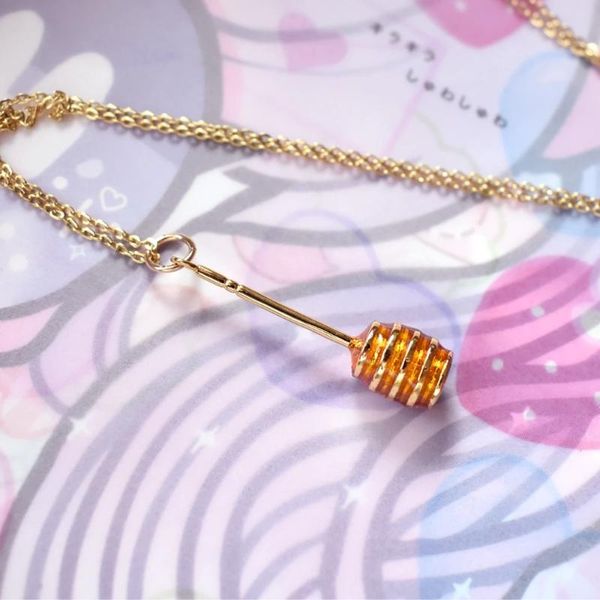 

chains 3d honey dipper necklace - gold/silver plated