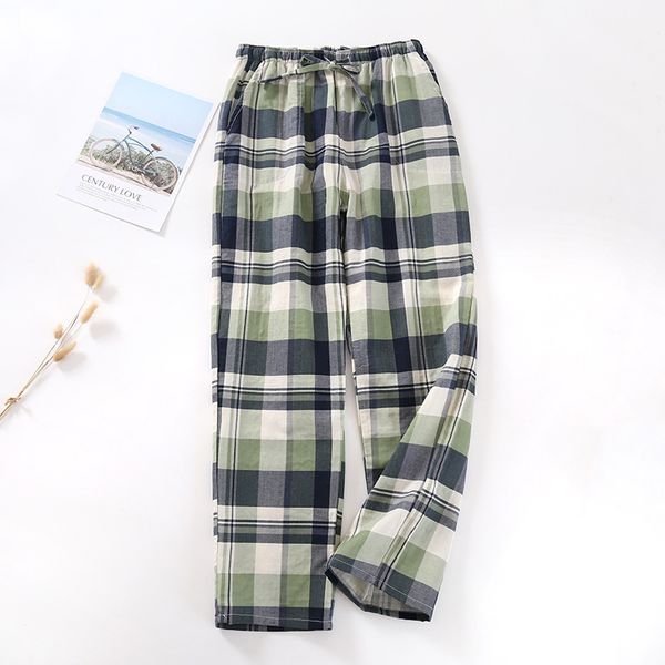

spring summer cotton sleep bottoms female plaid couple nighty trousers sleeping pyjama ladies plaid pajama pantsby air, Black;red