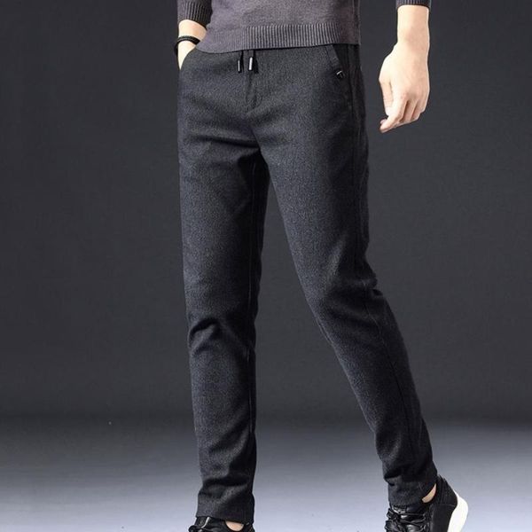 

men's pants men elastic waist stylish full length skin-friendly spring, Black