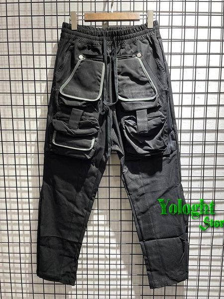 

men's pants black green multi-pocket cargo casual fashion men women drawstring trousers 2021 work