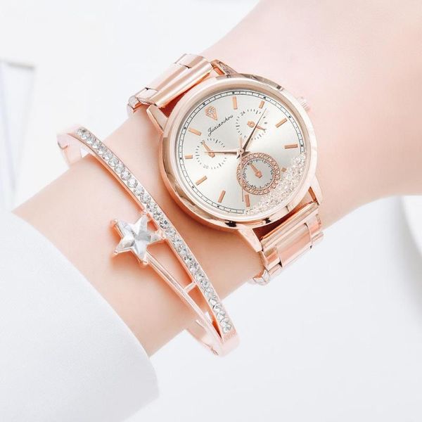 

qualities 2021 fashion women watches rose gold luxury stainless steel ladies wristwatches diamond female bracelet watch gifts, Slivery;brown