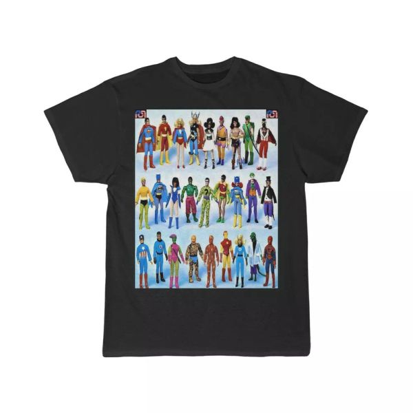 

mego worlds greatest heroes men's short sleeve tee, White;black