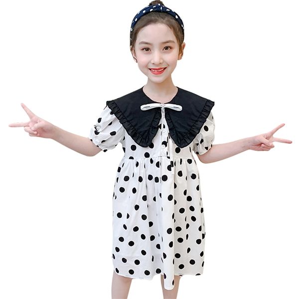 

summer dresses for girls dot party dress patchwork children casual style children's costumes 210528, Red;yellow