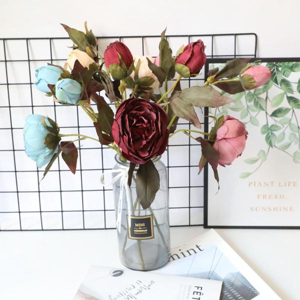 

decorative flowers & wreaths 1 bunch of three peony artificial home wedding decoration living room decorations plant