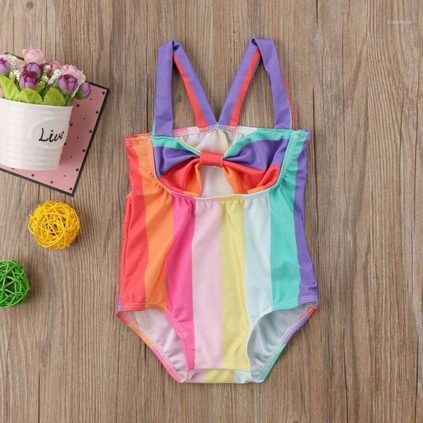 

pudcoco toddler baby girl rainbow bowknot swimsuit kids borns swimwear swimming bathing suit one-piece bikini, Black
