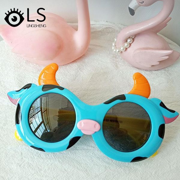 

children's silicone sunglasses personality kids cartoon cow anti ultraviolet girls polarized glasses yj185, White;black