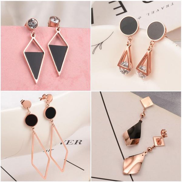 

fashion irregular geometric dangle earrings for women girls titanium stainless steel drop earring jewelry wholesale & chandelier, Silver